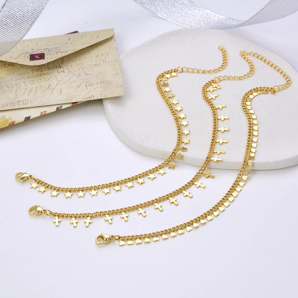 European and American original jewelry fashion five-pointed star cross heart bracelet  