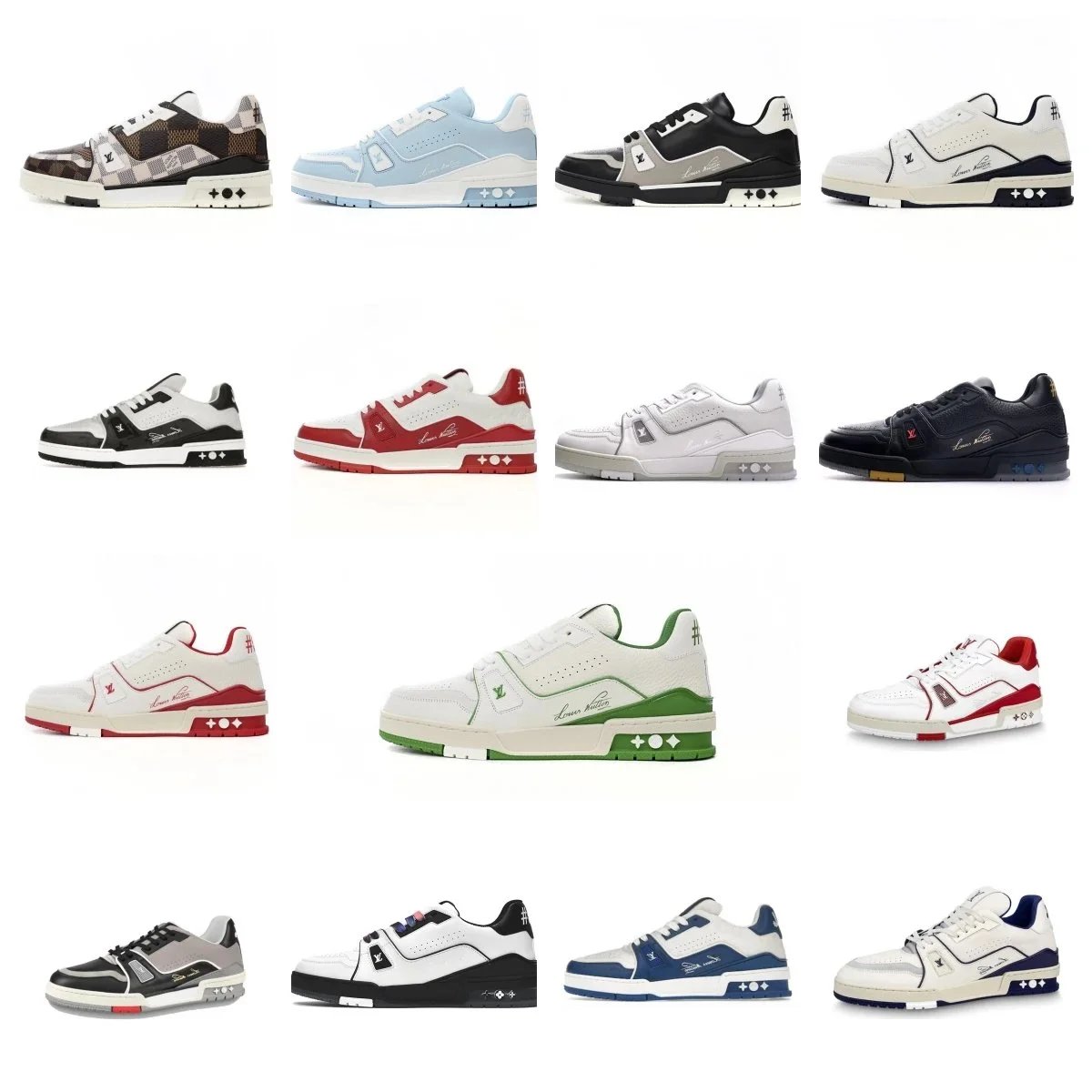 Louis Vuitton LV Trainer Sneakers ‘Brown and White Plaid’ 1AAST3  