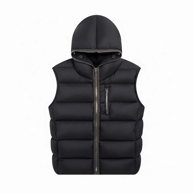 RO Generic Winter Men Vest Casual Waistcoat Warm Light Jacket Male Ultralight Down Parka Hooded Oversized Jackets  