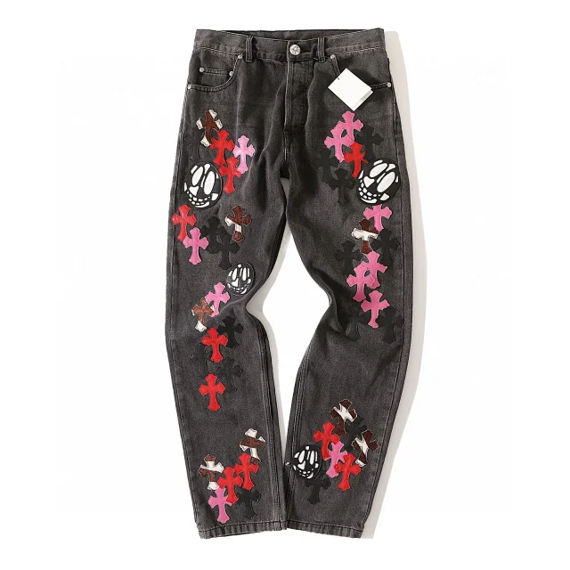 Chrome Hearts Multicolor Cross Patch Jeans Black  