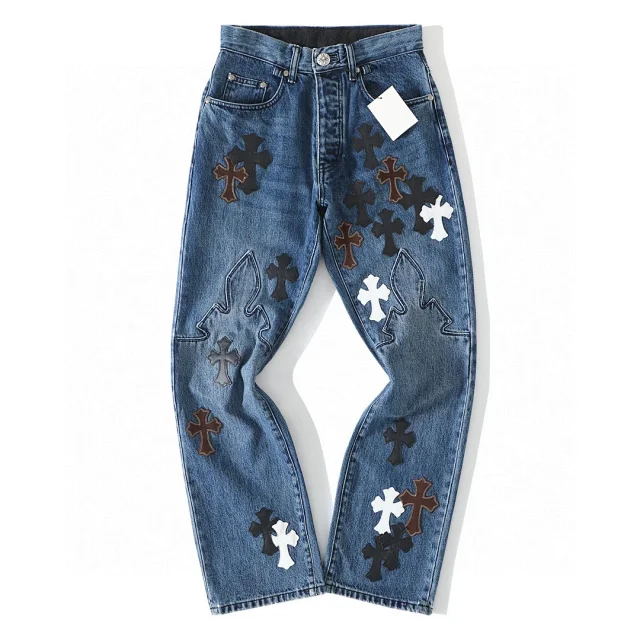 CHROME HEARTS MIXED 35 CROSS PATCH LE FLEUR DENIM  