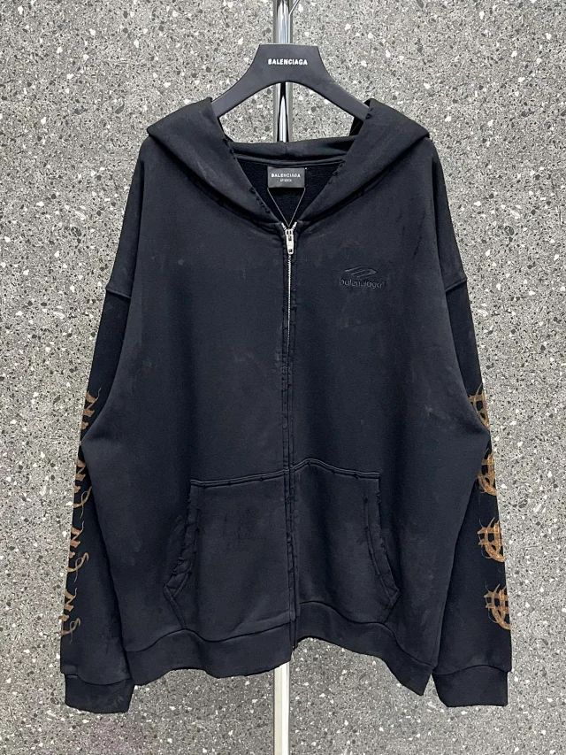 Balenciaga Metal Zip up hoodie small fit DiY metal mud show  