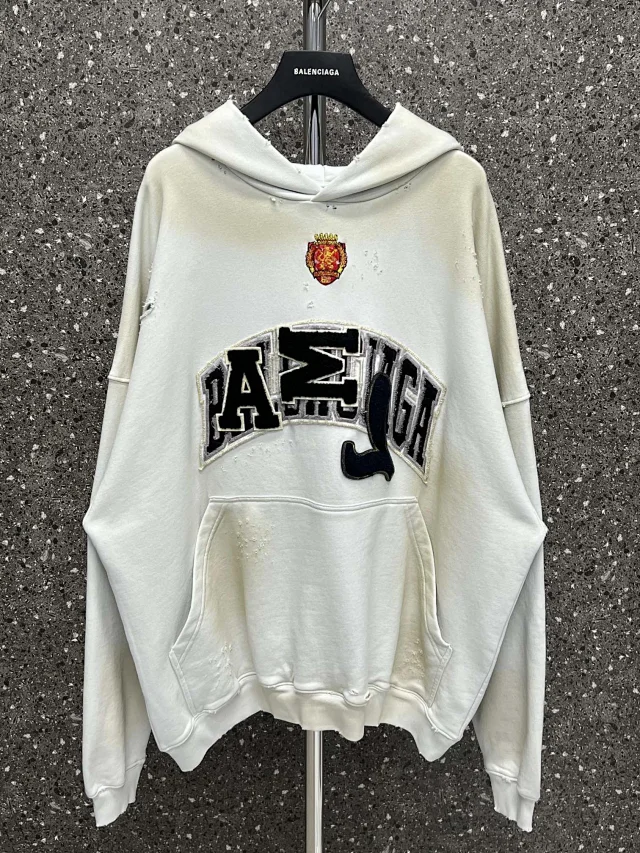 Balenciaga  Skater Logo Mud Graffiti Hoodie Ivory  