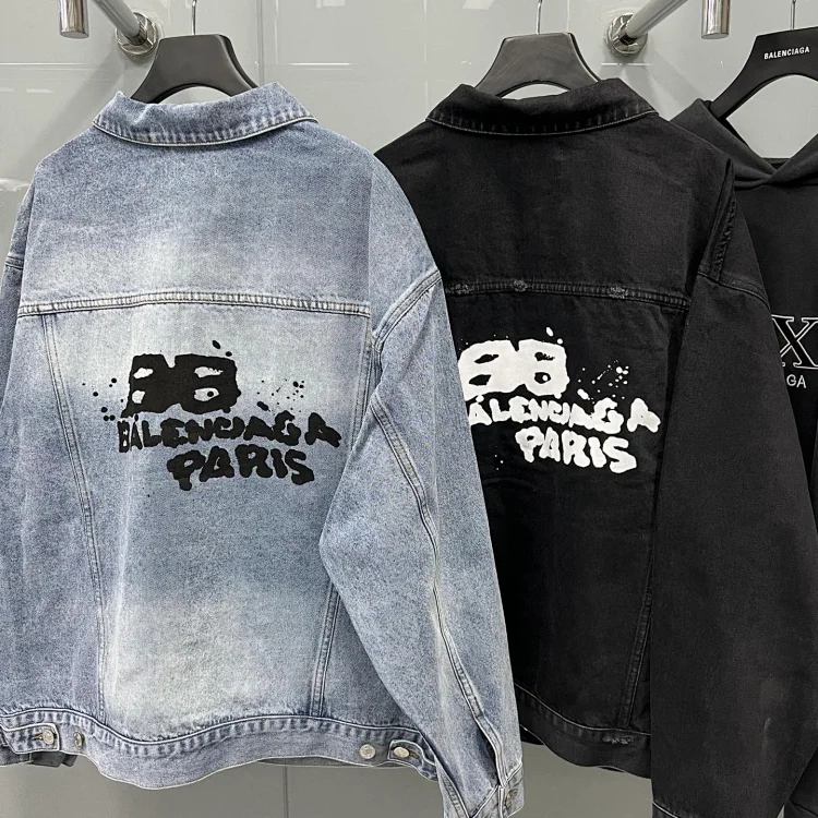 Balenciaga  Hand Drawn BB Icon Oversized Denim Jackets  
