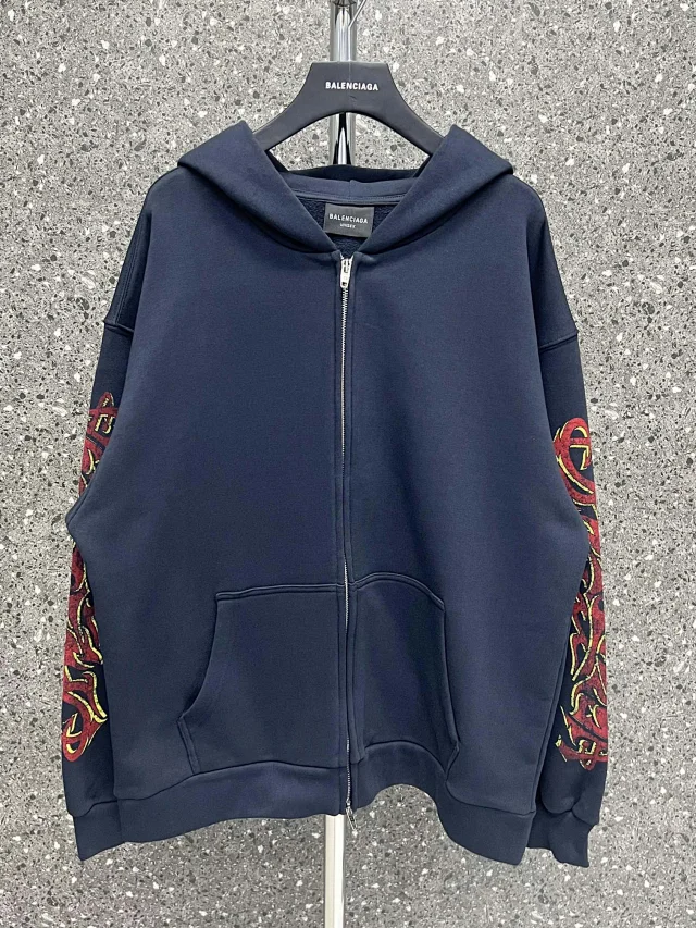 Balenciaga Flame Graffiti Zipper Hoodie  