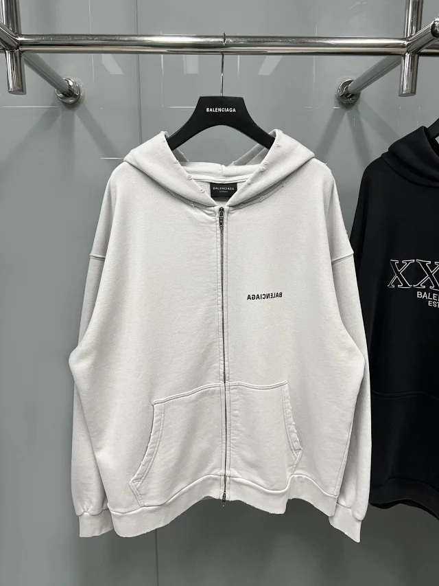 Balenciaga Logo Zipper Hoodie  