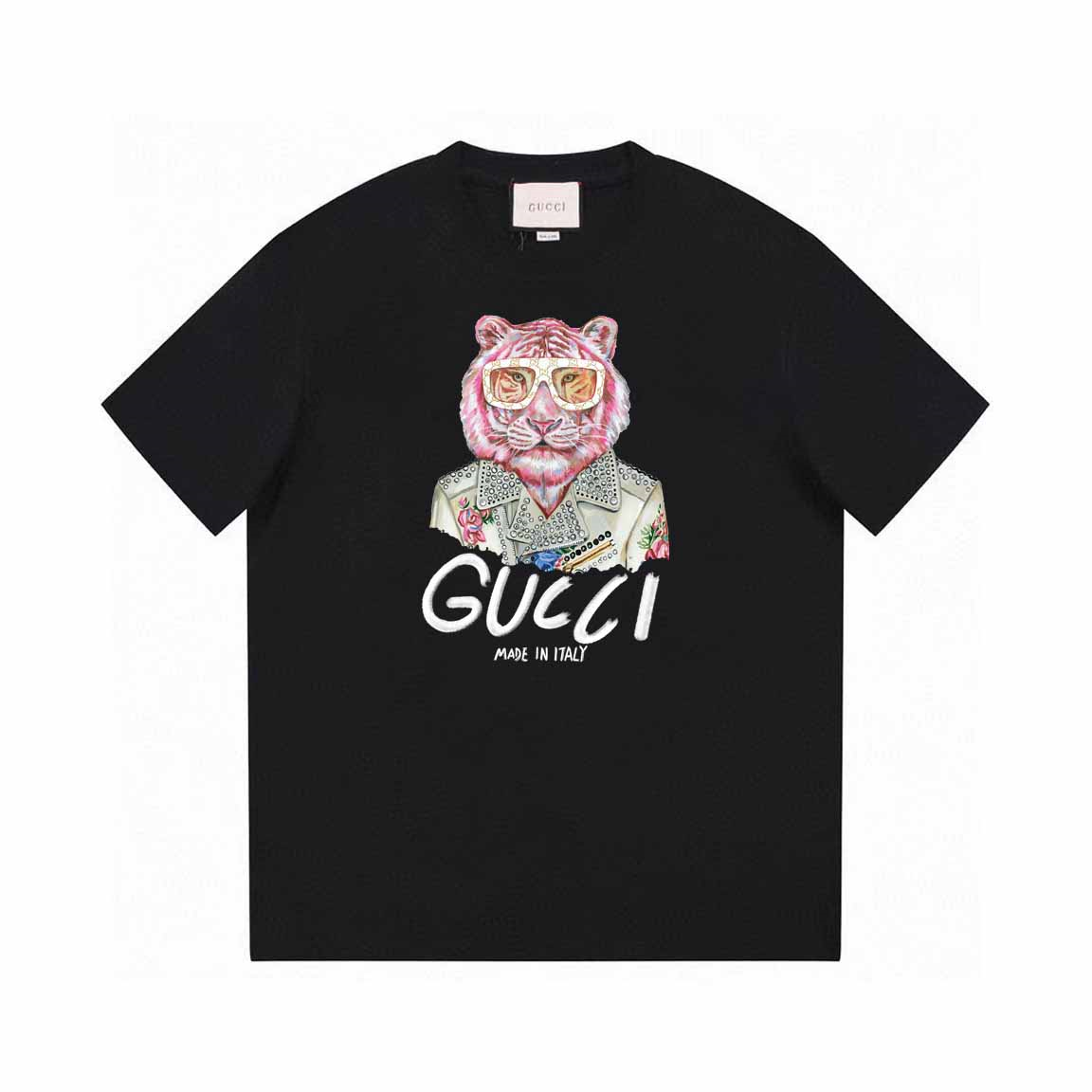 G*CCl tiger motif  black T-shirt 260克  