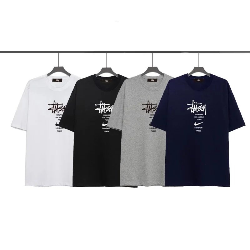 Stussy  x Nike Collaboration Oversized Summer Unisex Casual Short-Sleeve T-Shirt  